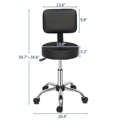 Drafting Chair Rolling Swivel Salon Stool with Back Support Foot Rest