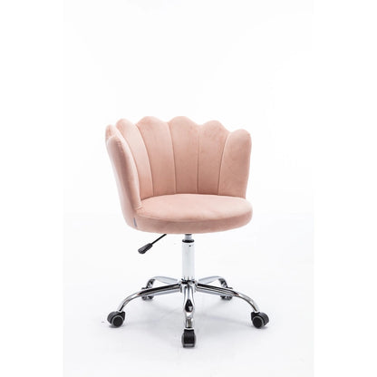 Velvet Upholstered Adjustable Height Swivel Home Office Chair