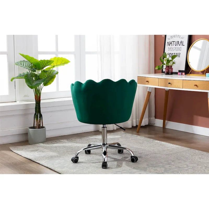 Velvet Upholstered Adjustable Height Swivel Home Office Chair