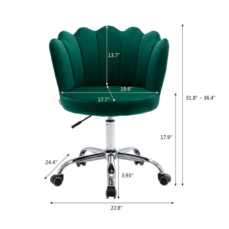 Velvet Upholstered Adjustable Height Swivel Home Office Chair