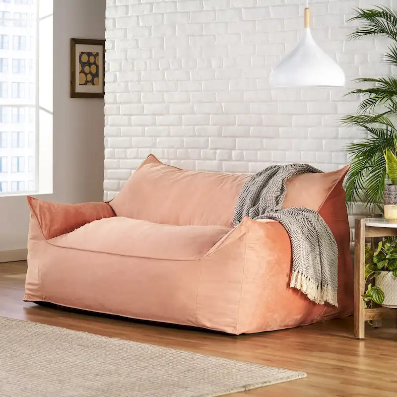 Velie Velveteen 2 Seater Oversized Bean Bag Chair with Armrests by Christopher Knight Home