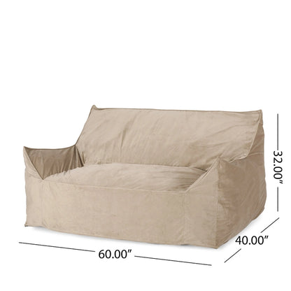Velie Velveteen 2 Seater Oversized Bean Bag Chair with Armrests by Christopher Knight Home