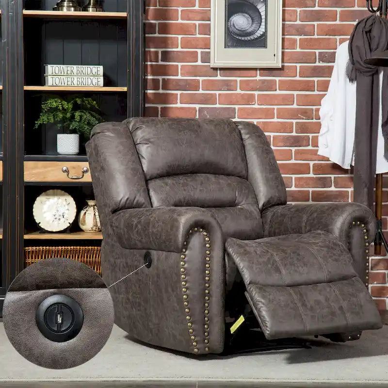 Overstuffed Manual Standard Recliner Chair Sofa