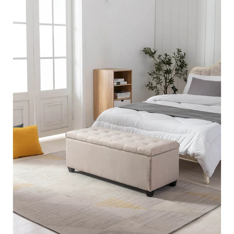 Porthos Home Ved Storage Bench, Flip Top, Fabric Upholstery