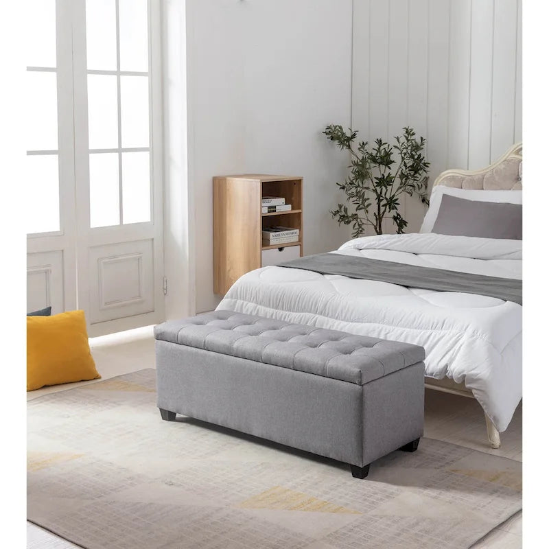 Porthos Home Ved Storage Bench, Flip Top, Fabric Upholstery