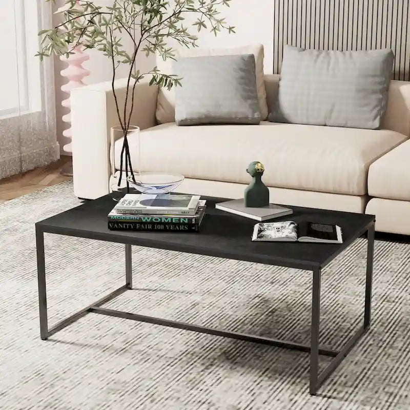 Frame Coffee Table Rectangular Cocktail Table Marble Metal Sofa Table