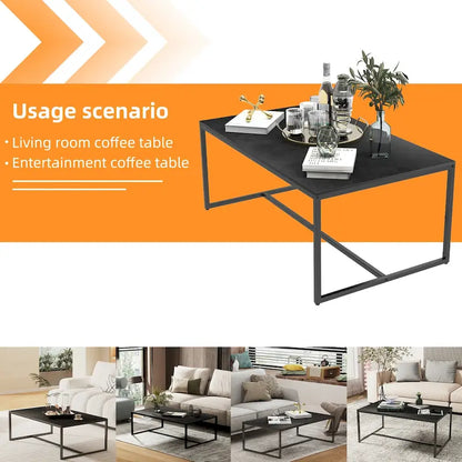 Frame Coffee Table Rectangular Cocktail Table Marble Metal Sofa Table