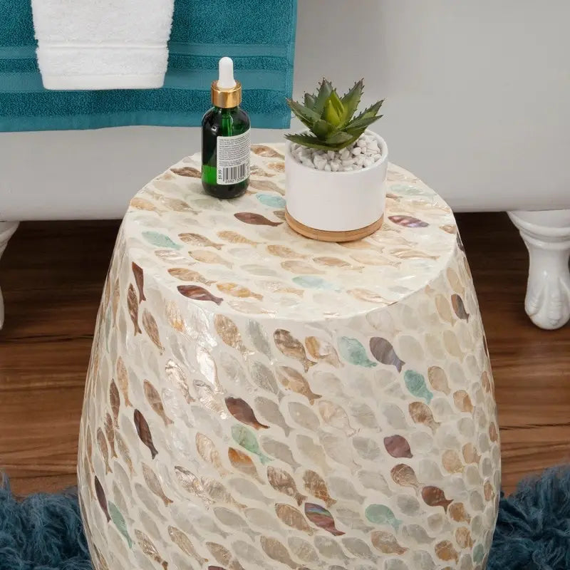 Pendale Fish Mosaic Drum Side Table