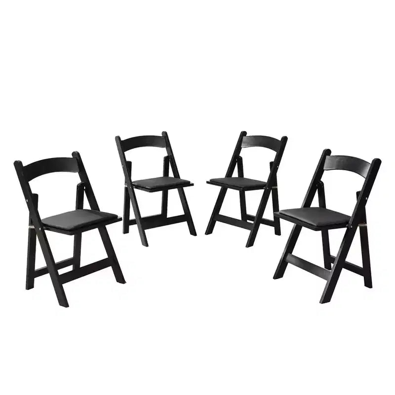 Upholstered Folding Chair Set of 4, Folding Dining Chair with Padded Seat, Portable Wood Accent Chairs for Dining Room Restaurant Office Events