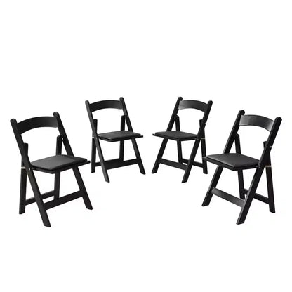 Upholstered Folding Chair Set of 4, Folding Dining Chair with Padded Seat, Portable Wood Accent Chairs for Dining Room Restaurant Office Events