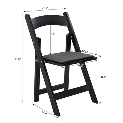 Upholstered Folding Chair Set of 4, Folding Dining Chair with Padded Seat, Portable Wood Accent Chairs for Dining Room Restaurant Office Events