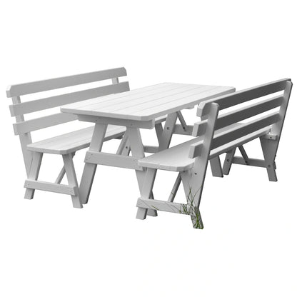 Tavolo da Picnic in Pino da 180 cm con 2 Panche con Schienale