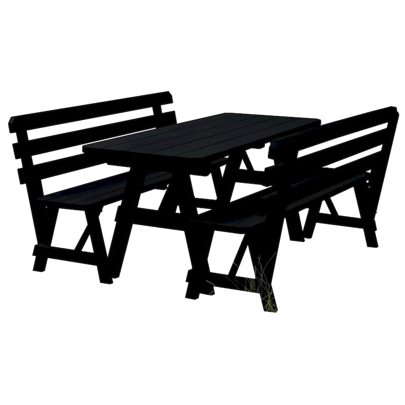 Tavolo da Picnic in Pino da 180 cm con 2 Panche con Schienale