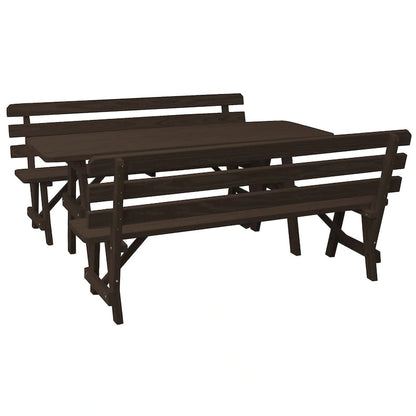 Tavolo da Picnic in Pino da 180 cm con 2 Panche con Schienale