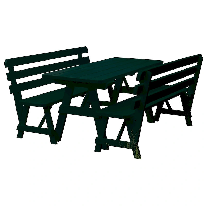 Tavolo da Picnic in Pino da 180 cm con 2 Panche con Schienale