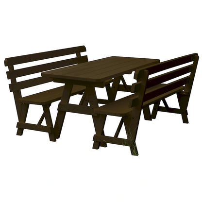 Tavolo da Picnic in Pino da 180 cm con 2 Panche con Schienale