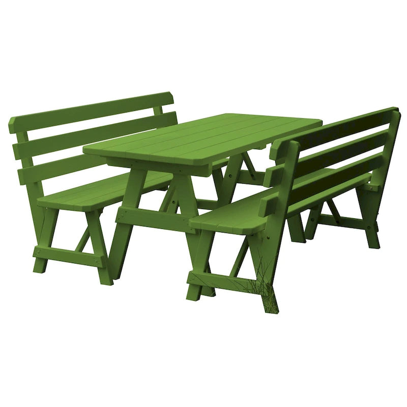Tavolo da Picnic in Pino da 180 cm con 2 Panche con Schienale