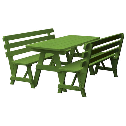 Tavolo da Picnic in Pino da 180 cm con 2 Panche con Schienale