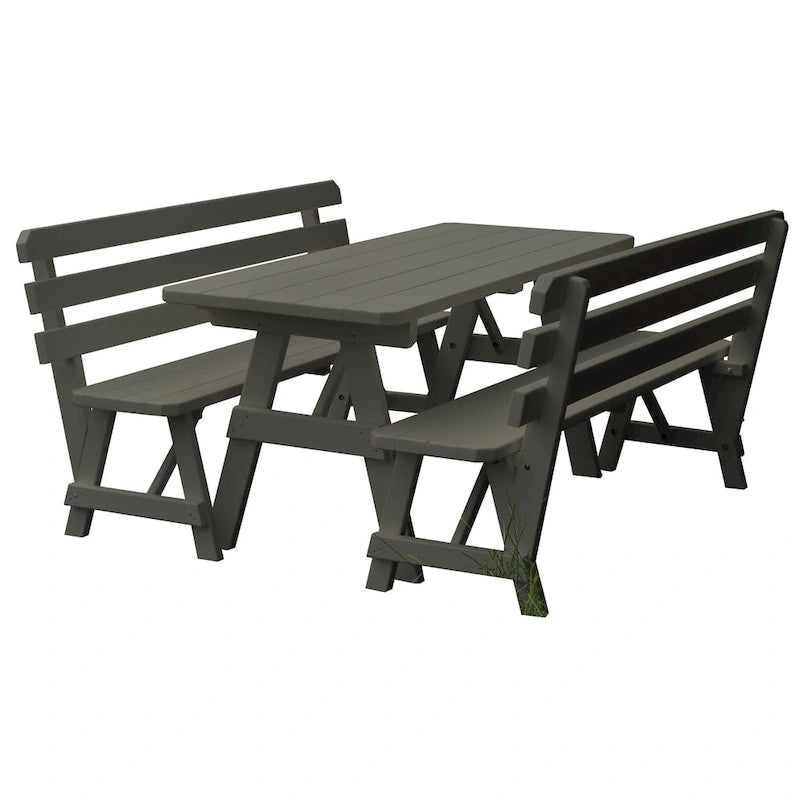 Tavolo da Picnic in Pino da 180 cm con 2 Panche con Schienale
