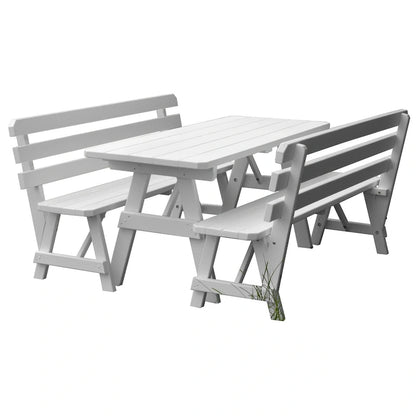 Tavolo da Picnic in Pino da 180 cm con 2 Panche con Schienale