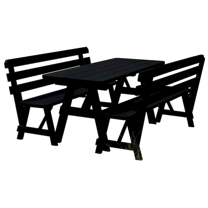 Tavolo da Picnic in Pino da 180 cm con 2 Panche con Schienale