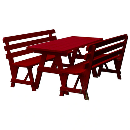 Tavolo da Picnic in Pino da 180 cm con 2 Panche con Schienale