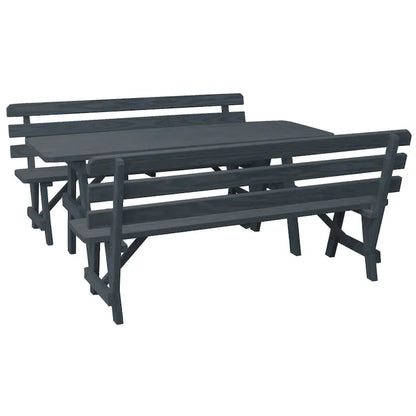 Tavolo da Picnic in Pino da 180 cm con 2 Panche con Schienale