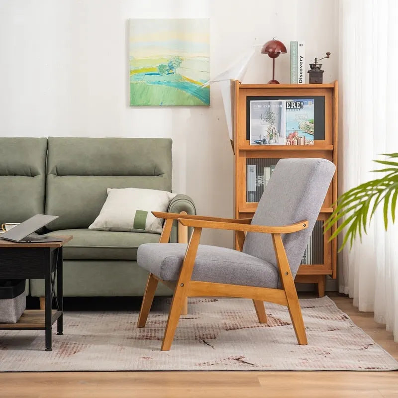 Home Comfort Mid Century Modern Wood Frame Accent Chair