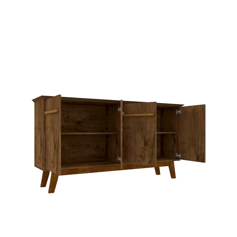 Madia Yonkers 62.99 con gambe in legno massello e 2 ante, Off White e Cinnamon