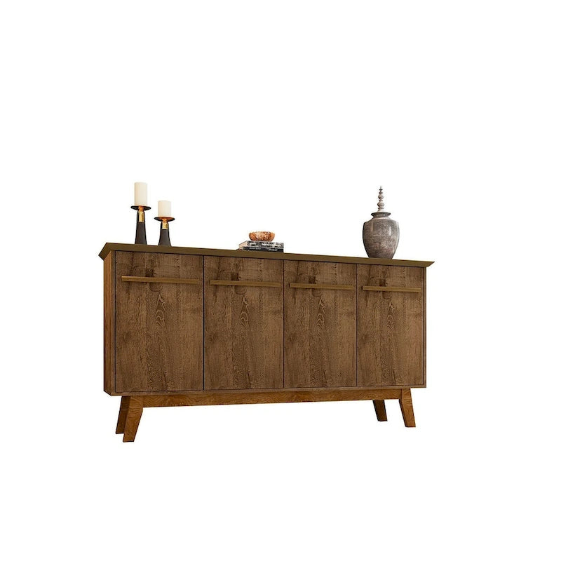 Madia Yonkers 62.99 con gambe in legno massello e 2 ante, Off White e Cinnamon
