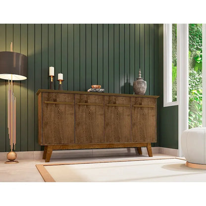 Madia Yonkers 62.99 con gambe in legno massello e 2 ante, Off White e Cinnamon