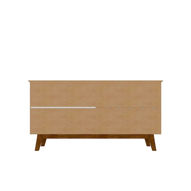 Madia Yonkers 62.99 con gambe in legno massello e 2 ante, Off White e Cinnamon