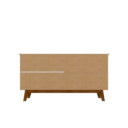 Madia Yonkers 62.99 con gambe in legno massello e 2 ante, Off White e Cinnamon