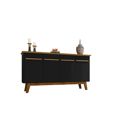 Madia Yonkers 62.99 con gambe in legno massello e 2 ante, Off White e Cinnamon