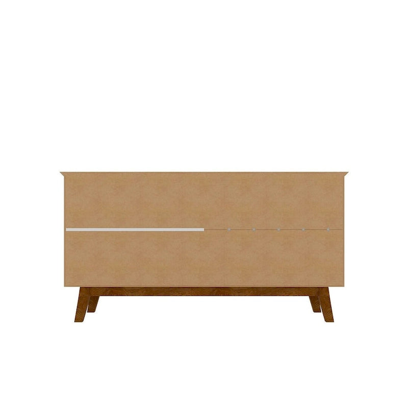 Madia Yonkers 62.99 con gambe in legno massello e 2 ante, Off White e Cinnamon