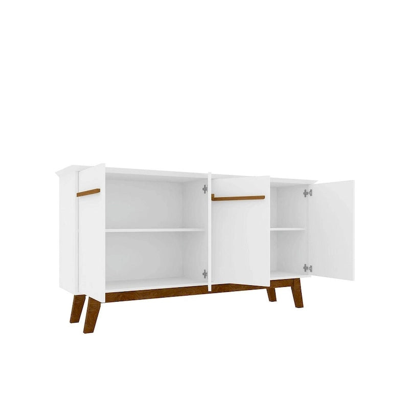 Madia Yonkers 62.99 con gambe in legno massello e 2 ante, Off White e Cinnamon