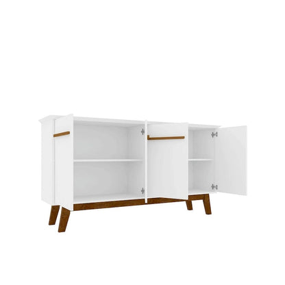 Madia Yonkers 62.99 con gambe in legno massello e 2 ante, Off White e Cinnamon