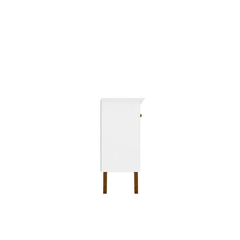 Madia Yonkers 62.99 con gambe in legno massello e 2 ante, Off White e Cinnamon