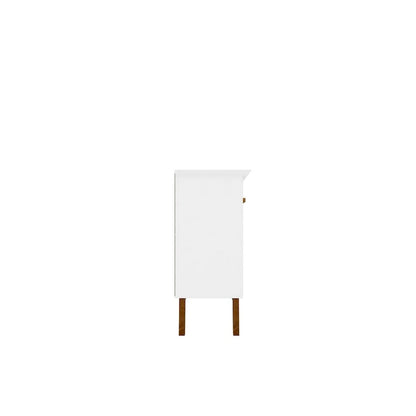 Madia Yonkers 62.99 con gambe in legno massello e 2 ante, Off White e Cinnamon