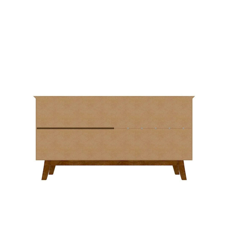 Madia Yonkers 62.99 con gambe in legno massello e 2 ante, Off White e Cinnamon