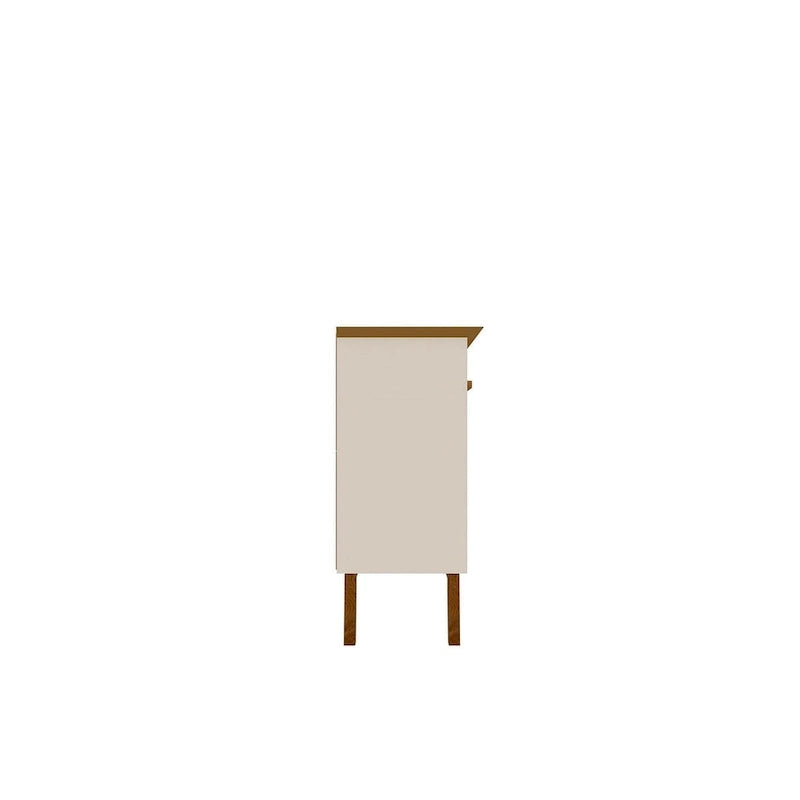 Madia Yonkers 62.99 con gambe in legno massello e 2 ante, Off White e Cinnamon