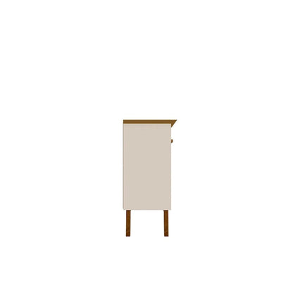 Madia Yonkers 62.99 con gambe in legno massello e 2 ante, Off White e Cinnamon