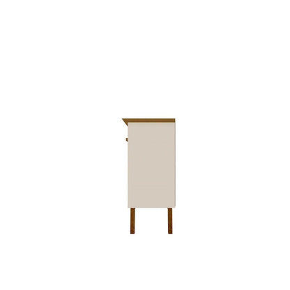 Madia Yonkers 62.99 con gambe in legno massello e 2 ante, Off White e Cinnamon