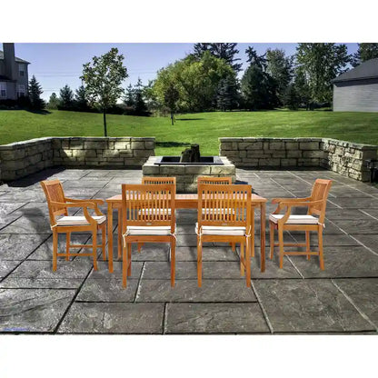 Chic Teak Bermuda Rectangular Teak Wood Patio Bistro Dining Table, 55 x 35 inch (Table Only)