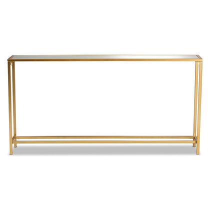 Alessa Gold Finished Metal and Mirrored Glass Console Table
