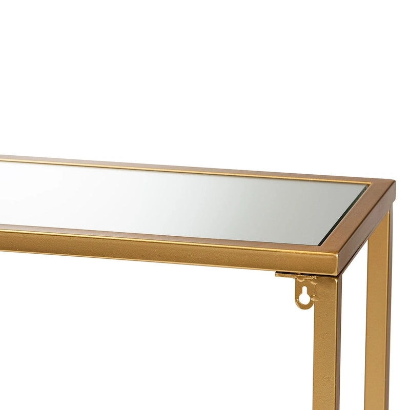 Alessa Gold Finished Metal and Mirrored Glass Console Table