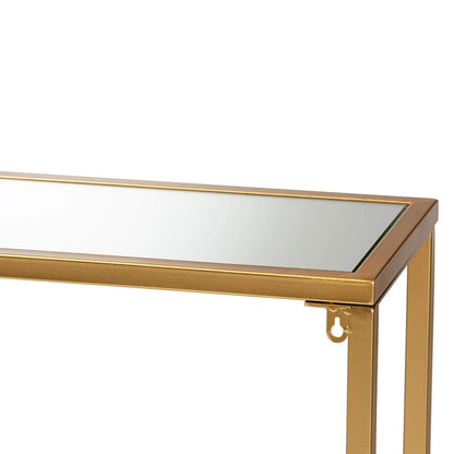 Alessa Gold Finished Metal and Mirrored Glass Console Table