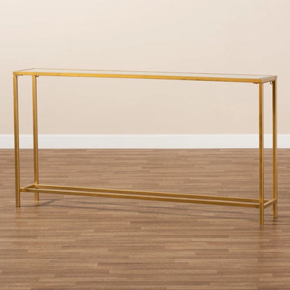 Alessa Gold Finished Metal and Mirrored Glass Console Table