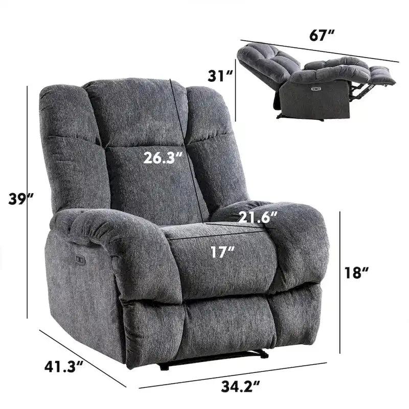 Poltrona Reclinabile Standard in Ciniglia Chenille Power