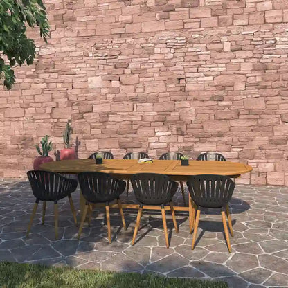 Set da pranzo da esterni Amazonia Torrington 9 pezzi in teak certificato